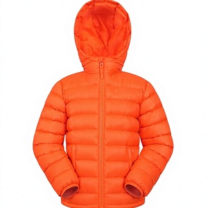 Veste d'hiver décontractée pour homme, orange, à capuche, légère, coupe-vent, 100% duvet, fermeture éclair - Product Image 1