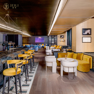 JEILI Juego de Muebles Modernos para <span class=keywords><strong>Restaurante</strong></span>, Cafetería y Hostelería, Mesa con Base de Madera y Metal y Silla de Madera Sólida - Product Image 4