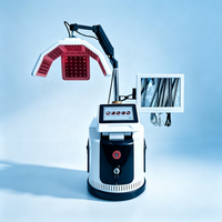 Appareil de thérapie capillaire LLLT 650nm à lumière rouge à faible intensité, directement de l'usine, 5-en-1, avec brosse micro-électrique et détection du cuir chevelu