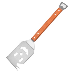 Accesorios para Barbacoa, Utensilios de Acero Inoxidable con Mango de Madera para Exteriores, Espátulas para Parrilla con Tenedor, Cuchillo, Abrebotellas y Pala para Carne - Product Image 6