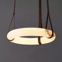 Lustre LED moderne Hullxine en métal doré et albâtre, blanc chaud 3500K, 40cm, avec interrupteur, idéal pour la famille