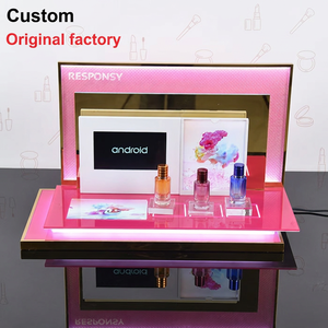 Soporte de exhibición de venta al por menor de perfume acrílico iluminado personalizado tecnología producto de cuidado de la piel soporte de exhibición cosmético de maquillaje - Product Image 1