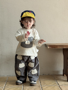 Ensemble deux pièces décontracté pour bébés garçons, style coréen, motif dessin animé, fermeture éclair, 100 % coton, collection printemps 2026 - Product Image 3