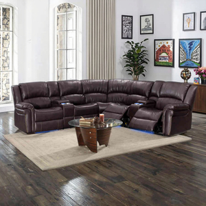 Juego de Sofás Reclinables Eléctricos de Diseño Moderno, Reclinable Seccional de Cuero Sintético con Estructura Metálica, Muebles para Sala de Estar, Hogar u Hotel - Product Image 2