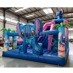 Huatong PVC Phim Hoạt Hình Thương Mại In Màu Xanh <span class=keywords><strong>Inflatable</strong></span> Lâu Đài Bouncy Nhảy Lâu Đài Với Trượt Nhà Bị Trả Lại Cho Trẻ Em Bên - Product Image 1