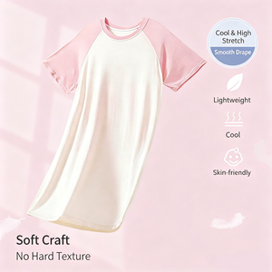 <span class=keywords><strong>Camicia</strong></span> <span class=keywords><strong>da</strong></span> <span class=keywords><strong>Notte</strong></span> Personalizzata per Bambine in Modal, Vestito <span class=keywords><strong>da</strong></span> Casa per Bambini di Taglia Media, Pigiama a Maniche Corte Estivo Traspirante ad Asciugatura Rapida - Product Image 5