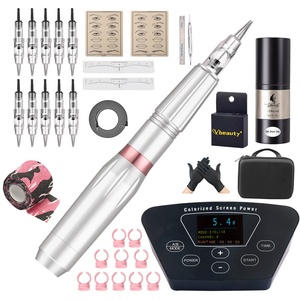 Large Capacity Tattoo Machine <b>Kit</b> with Power Supply 10pcs Mixed Needles <b>Electric</b> Tattoo Gun for PMU Use - Product Image 2