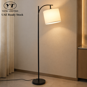 Lámpara de pie moderna con pantalla de tela, base de hierro, luz blanca cálida, para sala de estar, dormitorio, sofá, lectura, decoración del hogar, oficina interior - Product Image 1