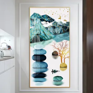 蓝石山抽象山水画现代豪华家居装饰壁画海报和帆布礼品