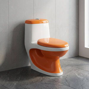Indian Ceramic One Piece WC Black White Multi Color Water Closet Western Floor Mounted Toilet - Product Image 4