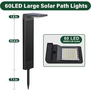 Lampe solaire de jardin Coxseni 60 LED en aluminium, lumière chaude et froide, étanche, pour allée, jardin, terrasse - Product Image 6