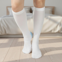 Chaussettes de compression HBM pour hommes et femmes, blanches, anti-embolie, tricotées avec une pression de qualité médicale 15-21 mmHg