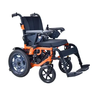 Power Handicap ped Elektrischer faltbarer Rollstuhl Handrad Stahlrohr rahmen Rollstühle für Behinderte