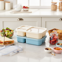 Boîte à bento réutilisable pour adultes et enfants avec 3 compartiments, chauffable au micro-ondes, couvercle hermétique de qualité alimentaire, contenants pour le déjeuner pour l'école et les voyages