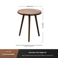 Table en bois massif sculpté de style marocain rétro - Table basse ronde minimaliste Wabi-Sabi pour salon