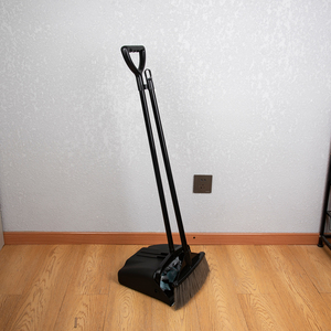Household Heavy-Duty Black Plastic Broom Dustpan Set with Long Handle and Lid Combo-Commercial-Grade Cleaning Tool - Product Image 6
