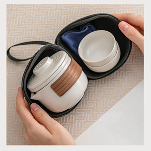 Set da Tè da Viaggio Pieghevole di Lusso Personalizzato, Logo Personalizzato Stampato in Serigrafia, Tazza Infusore in Ceramica Portatile con Custodia in Pelle, <span class=keywords><strong>Regalo</strong></span> - Product Image 4