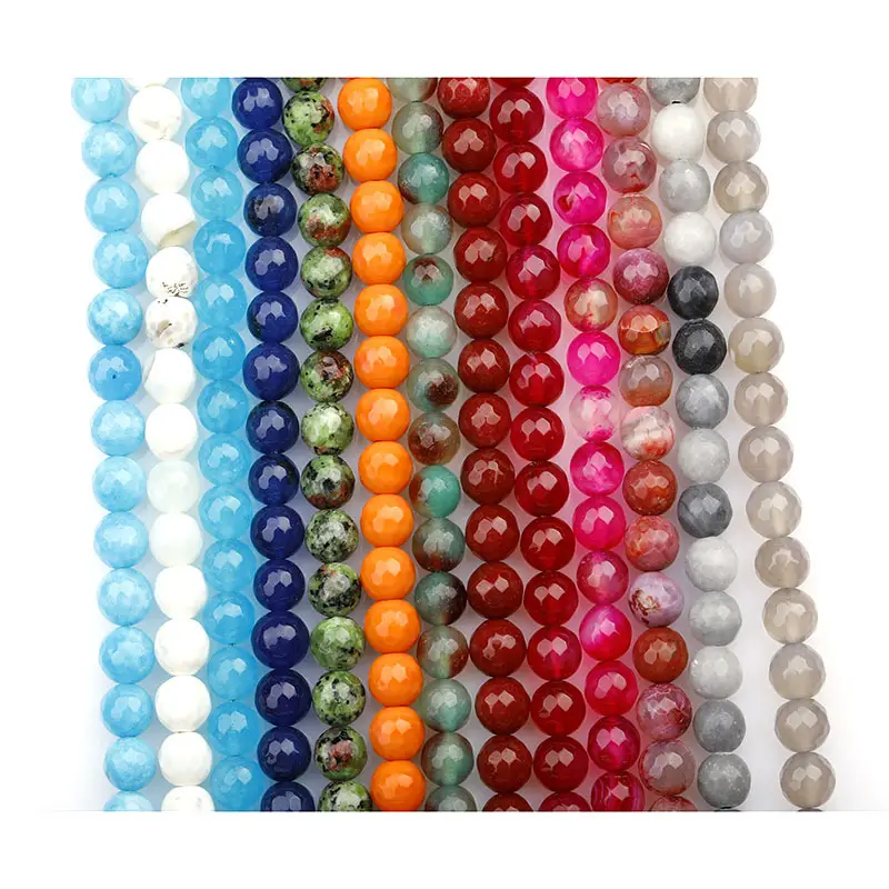 Wholesale Fashion 8mm Colorful Smooth Round Agate Natural Stone Loose Beads Bracelet For DIY Jewelry Making