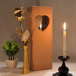 Rose naturelle véritable trempée dans l'or 24 carats, finition électro-plaquée, design élégant et emballage luxueux, idéal pour un cadeau - Product Image 1