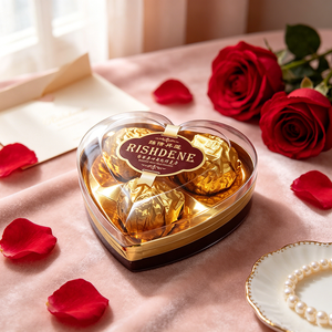 Boîtes cadeaux de gaufrettes fourrées au chocolat en forme de cœur RISHDENE - Product Image 3