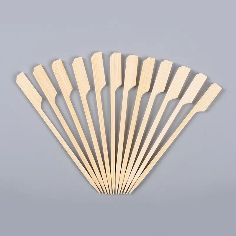 Wholesale Custom Multiple Sizes Disposable Bamboo BBQ Picks Outdoor Barbecue Skewer Barbecue Kebabs Bamboo Stick With Print Logo