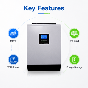 Onduleur solaire hybride 5 kW monophasé pour système de chaîne solaire, entrée de tension <span class=keywords><strong>PV</strong></span> MPPT, routeur Wi-Fi, système de stockage d'énergie de secours domestique - Product Image 2