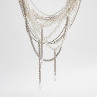 Collier ras du cou exagéré à plusieurs couches avec pampilles et perles d'imitation pour femme, élégant, pour soirée, accessoires de déclaration