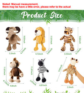 Мягкие игрушки-антистресс из хлопка с вышивкой: милые львы, тигры, жирафы, зебры, обезьяны, слоны (хиты продаж TikTok) - Product Image 2