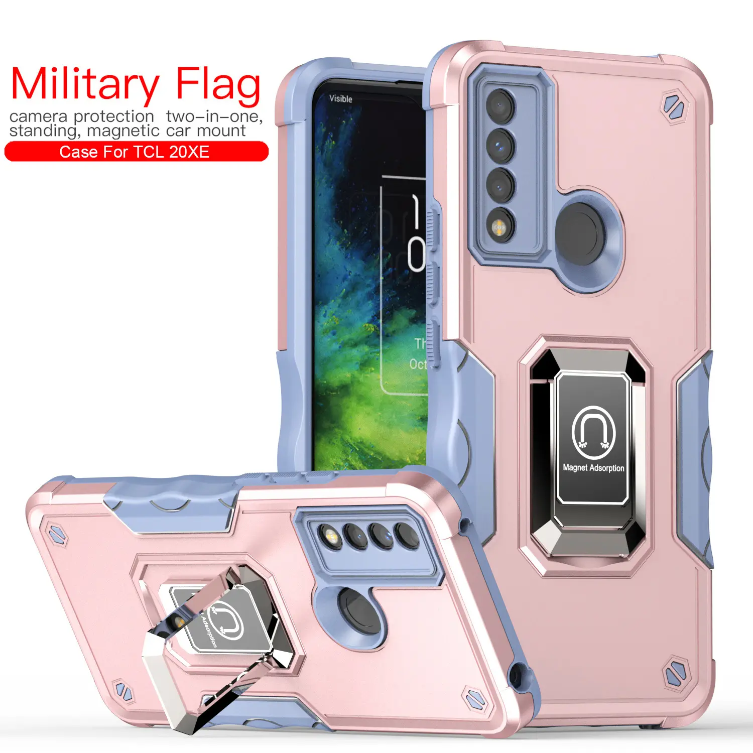 For TCL 20 XE case with ring holder TPU PC 2 in 1 hot selling car magnetic mobile phone back covers