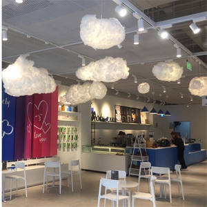 <span class=keywords><strong>Nuage</strong></span> suspendu au <span class=keywords><strong>plafond</strong></span> avec lumières LED pour décoration de toit de restaurant de centre commercial lampe de <span class=keywords><strong>nuage</strong></span> en <span class=keywords><strong>coton</strong></span> de soie pour décor suspendu de mariage - Product Image 2