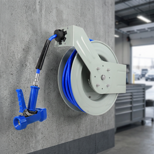 Heavy Duty Wall <b>Mounted</b> Retractable Pre-Rinse Hose Reel with <b>Spray</b> Gun for Commercial Kitchen Floor Cleaning - Product Image 1