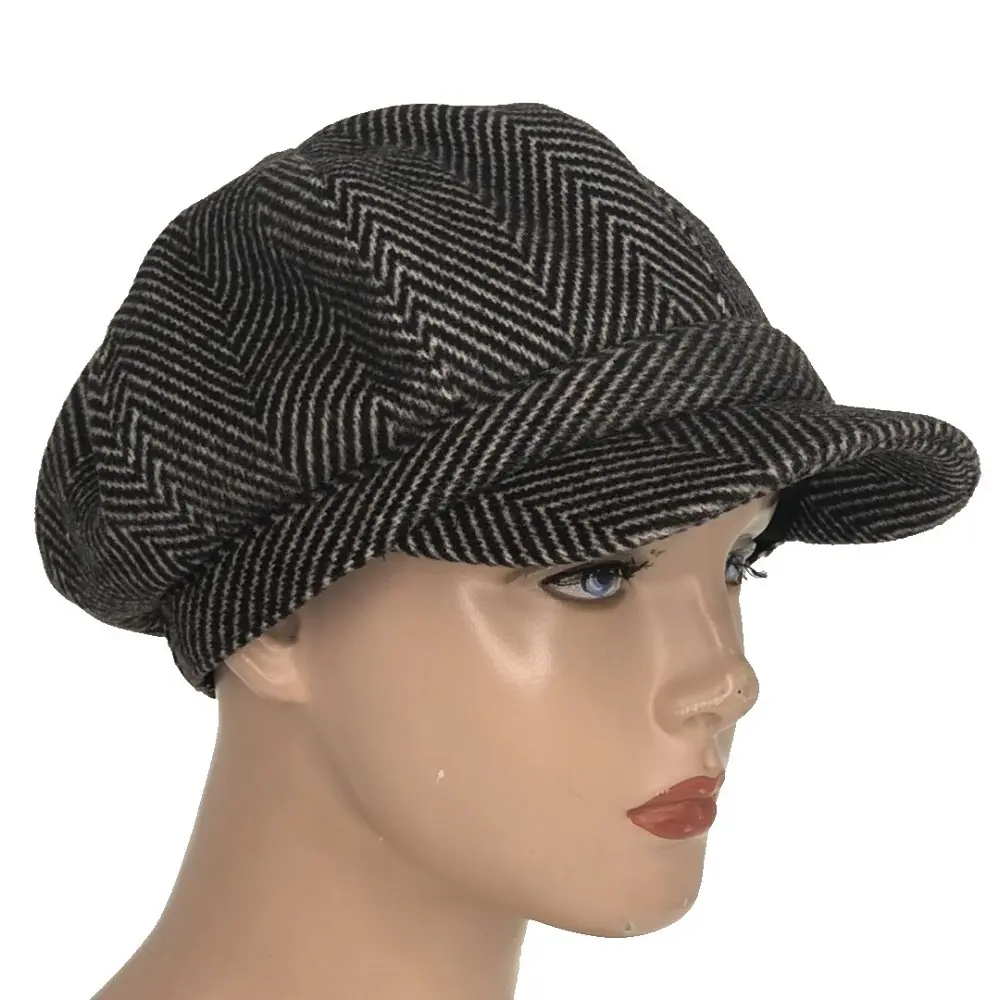 En çok satan özel kış şapka balıksırtı tüvit dokuma siyah Baker erkek şapka kızlar kış şapka