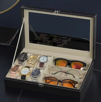 Étui de rangement pour lunettes de soleil de grande capacité en cuir PU haut de gamme vitrine pour lunettes haut de gamme pour le stockage de bijoux de qualité supérieure
