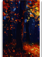 Pintura por Números de 3 Paneles para Adultos, Kit de Pintura al Óleo Digital DIY de Paisaje Nocturno con Hojas Caídas, Ideal para Regalo