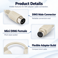 Kabel DIN 6 Inci Adaptor Male ke Female Mini DIN5 ke DIN6 Konektor Kabel PC Keyboard Perangkat PS2 Kabel Kustom