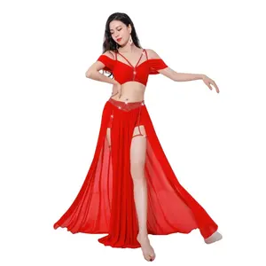ניאקינג תחפושת ריקודי בטן תרבות הודית תלבושת סט חזייה חגורה חצאית שמלת קרנבל