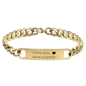 Pulsera de Amistad personalizada de oro de acero inoxidable Ywganggu, pulsera personalizada grabada para hombres y mujeres, regalo promocional