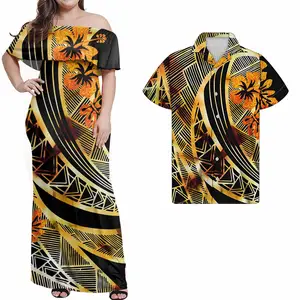 Yeni tasarımcı elbise kadınlar için yaz artı boyutu elbiseler zarif kapalı tek omuzlu elbise klasik polinezya moda adaları giyim