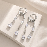 Boucles d'oreilles pendantes SUMMLY en forme de goutte d'eau avec zircon et pompon, plaquées or 18 carats, en acier inoxydable, étanches, hypoallergéniques, bijoux de mode