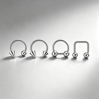 Anneaux de lèvre en acier inoxydable en forme de fer à cheval, anneaux de lèvre gothiques à pointes coniques, clips de lèvre minimalistes, bijoux