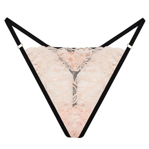 Tanga de Encaje Floral Transparente para Mujer, con Tirantes Finos, Cintura Baja, Ropa Interior Sexy, Venta al Por Mayor - Product Image 1