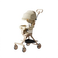 Poussette bébé légère pliable à 4 roues, poussette portable à pliage à une touche, possibilité de s'asseoir et de se coucher, de 0 à 3 ans