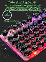Comfortable Feel GTX300 Punk Round Keycap Keyboard and Mouse Set Luminous Mechanical Feel Computer Games Keyboard and Mouse Set