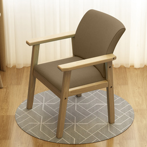 Nordic Solid Wood Lounge <b>Chair</b> With Armrests Upholstered For Home Bedroom And <b>Dining</b> Use - Product Image 2