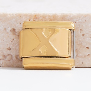 Pulsera de dijes italianos de acero inoxidable con letras, chapada en oro de 18k, para venta al por mayor y DIY - Product Image 6