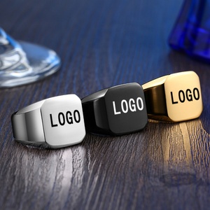 Custom Logo Signet <b>Rings</b> for <b>Men</b> Personalized Stainless Steel Fashion Jewelry Gold Black <b>Silver</b> Plated Engraved <b>Ring</b> Wholesale - Product Image 1