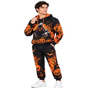 Conjunto Deportivo de Halloween para Hombre, Sudadera con Capucha Estampada de Felpa, Ropa Deportiva Informal, Conjunto para Correr, Pantalones Deportivos Transpirables para Invierno - Product Image 1