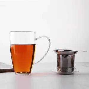 الجملة 12oz الشاي كوب بهلوان مع ss infuser فنجان القهوة مع مصفاة شاي الشاي الزجاج جميلة رخيصة القهوة القدح