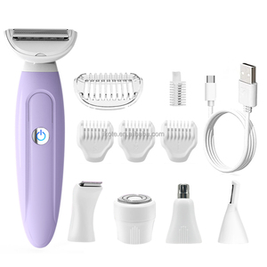 Nouveau 5 en 1 femmes rasoir électrique humide sec utilisation rechargeable épilateur pour <span class=keywords><strong>visage</strong></span> nez sourcil bikini aisselles jambe corps épilation - Product Image 4
