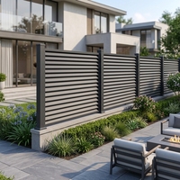 Panneau de clôture moderne en fer à persiennes horizontales, revêtement poudré, pour jardin, patio, piscine, véranda